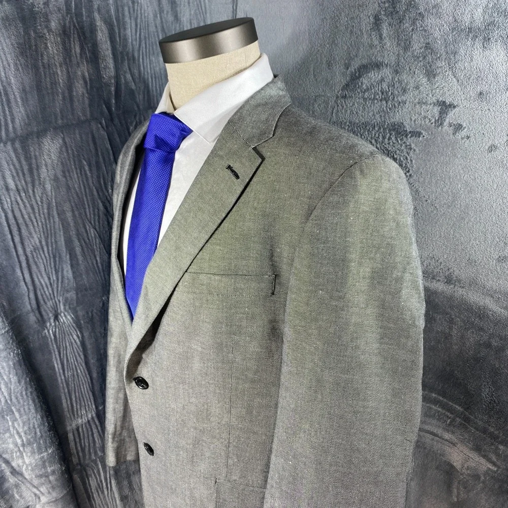 Tommy Hilfiger Linen Blend Blazer Men 44R Birds Eye Two Button Sport Coat Jacket
